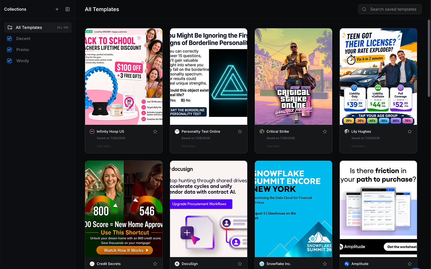 AdRender Saved Templates view — [IMAGE 02]
